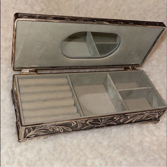 Vintage Silver Plated Jewelry Organizer Box